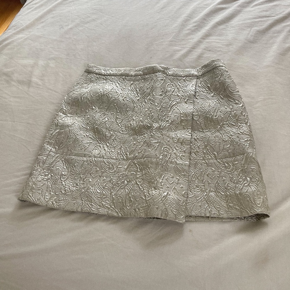 J Crew Metallic Faux Wrap Mini Skirt